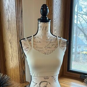 Cream Ribbed Crop Top Size 4